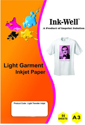 

INK WELL Light Transfer Paper For Cotton Garment Inkjet A3 Size - 50 Sheets, 160 Micron Unruled A3 Transfer Paper(Set of 1, White)