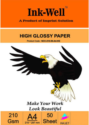 

INK WELL Photo Glossy Paper A4 Size Castcoat - 210 GSM, 50 Sheets Unruled A4 Photo Paper(Set of 1, White)