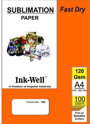 

INK WELL Sublimation TQD Paper A4 Size Fast Dry - 100 Sheet, 120 GSM Unruled A4 Printer Paper(Set of 1, White)