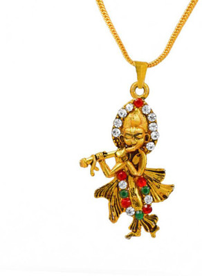 SmsTraders Krishna Multi Stone Gold-plated Alloy Pendant Set