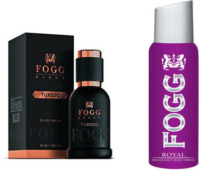 

Fogg TUXEDO PERFUME 50 ml + ROYAL DEODORANT BADY SPRAY Perfume - 120 ml(For Men)