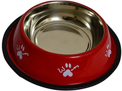 

Foodie Puppies FP_BS18 Round Steel Pet Bowl(900 ml Red)