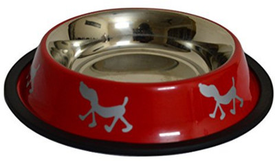 

Foodie Puppies Round Steel Pet Bowl(450 ml Red)
