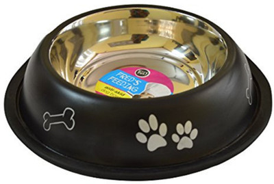 

Foodie Puppies Round Steel Pet Bowl(450 ml Black)