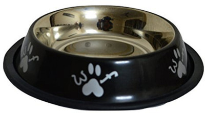 

Foodie Puppies FP_BS19 Round Steel Pet Bowl(900 ml Black)