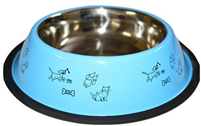 

Foodie Puppies Round Steel Pet Bowl(900 ml Blue)