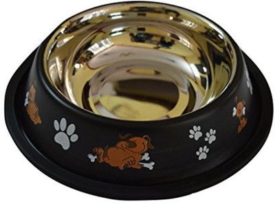 

Foodie Puppies Round Steel Pet Bowl(450 ml Black)