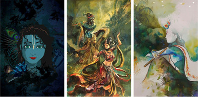 

"Virgin Trends" - Paintings of Shree Krishna - Combo of 3 Posters Paper Print(18 inch X 12 inch, Rolled)