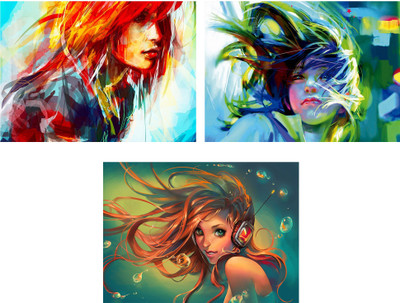 

"Virgin Trends" - Abstract and Artistic Paintings of a Girl - Combo of 3 Posters Paper Print(18 inch X 12 inch, Rolled)