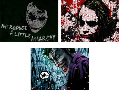 

"Virgin Trends" - Joker of Batman Triology Movie Character Posters - Combo of 3 Posters Paper Print(12 inch X 18 inch, Rolled)