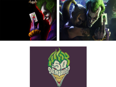 

"Virgin Trends" - Joker of Batman Triology Movie Character Posters - Combo of 3 Posters Paper Print(12 inch X 18 inch, Rolled)