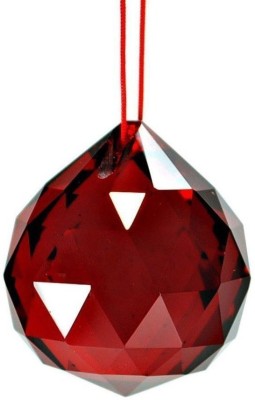 Vyne Hanging Faceted Crystal Ball 40 MM Red Decorative Showpiece  -  8 cm(Crystal, Red)