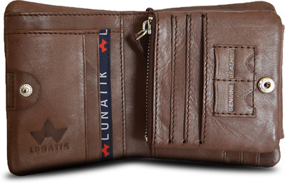lunatik Boys Brown Genuine Leather Wallet(10 Card Slots)