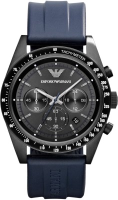 Emporio Armani AR6113 Sportivo Black Dial Blue Strap Chronograph Watch  - For Men   Watches  (Emporio Armani)