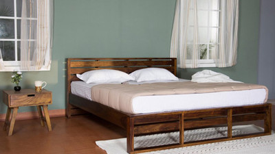 

Vintej Home Havana Sheesham Solid Wood Queen Bed(Finish Color - Brown)