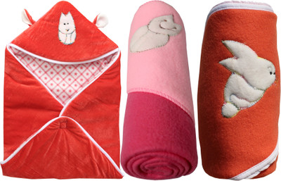 

My NewBorn Plain  Hooded Baby Blanket(Polyester, Orange