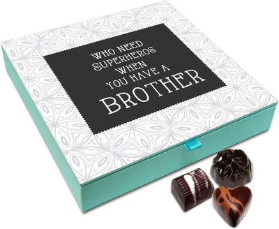 

Chocholik Rakhi Gift - Who Needs Superheroes When I Have A Bro Chocolate Box For Brother / Sister - 9pc Truffles(108 g)