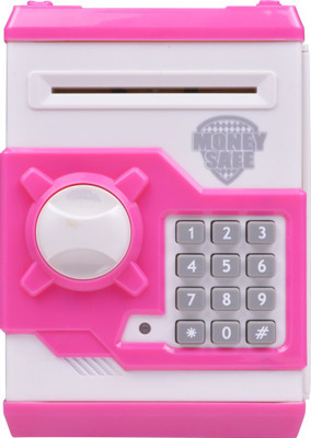 

UNTOLD Money Safe Kids Piggy Savings with Electronic Lock Coin Bank(White, Pink)