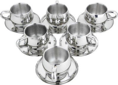 

Sayee Geeta Tea cup 06 Stainless Steel(Silver, Pack of 6)