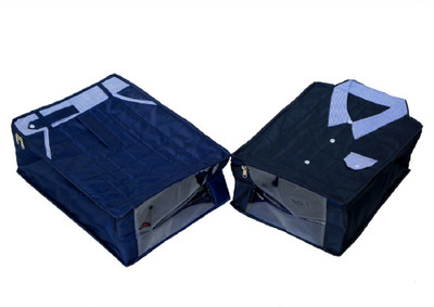 

Kuber Industries Designer " Large Size Shirt Cover & Trouser Cover Set of 2 Pcs(Soft Cotton Parachute Material) Blue Color With Textured Dotted Border NewSaree3172(Blue)