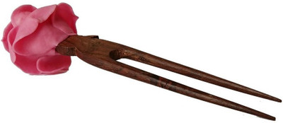 

Advance Hotline Handmade Artificial Jewelry Proceline Dough Rose Flower Juda Pin/Handmade Brown Wooden Juda Pin with Wooden/ Juda Pin Set For women girls hair accessories/for women /girls by unique indian craft Hair Pin(Multicolor)