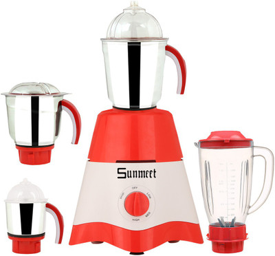 

Sunmeet MG17-TA-STR-77 600 W Juicer Mixer Grinder(Red, White, 4 Jars)
