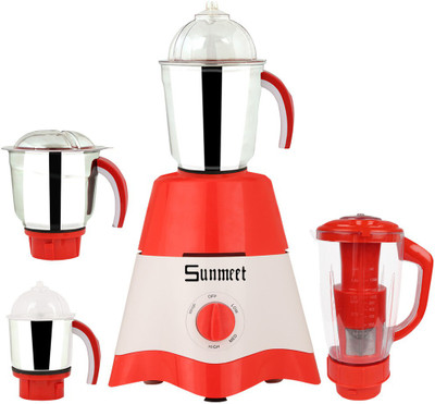 

Sunmeet MG17-TA-STR-67 600 W Juicer Mixer Grinder(Red, White, 4 Jars)
