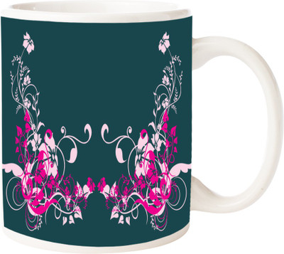 

Maison N Mode Blue Floral Design Coffee Ceramic Mug(330 ml), Multicolor