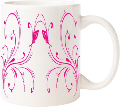 

Maison N Mode Pink Design Coffee Ceramic Mug(330 ml), Multicolor