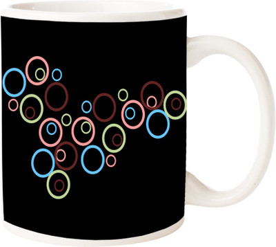 

Maison N Mode Rings Design Coffee Ceramic Mug(330 ml), Multicolor
