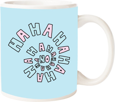 

Maison N Mode Hahahah Coffee Ceramic Mug(330 ml), Multicolor