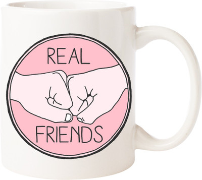 

Maison N Mode Real Friends Coffee Ceramic Mug(330 ml), Multicolor