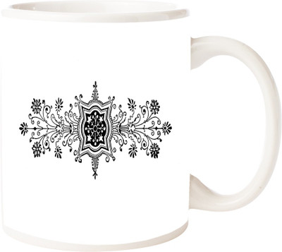 

Maison N Mode Black Design Coffee Ceramic Mug(330 ml), Multicolor