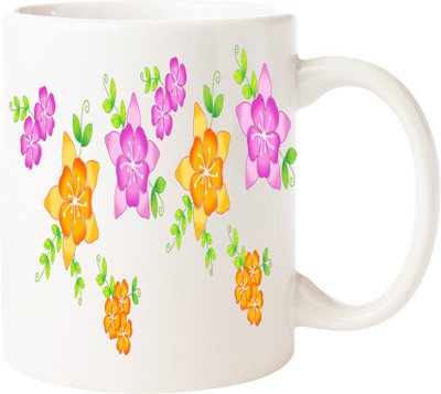 

Maison N Mode Flowers Coffee Ceramic Mug(330 ml), Multicolor