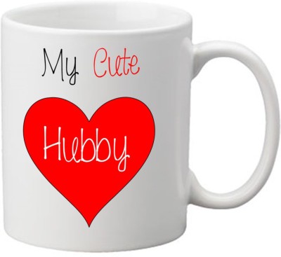 Hubby Wifey mugs MY CUTE HUBBY QUOTED HUSBAND GIFT MUG Ceramic Coffee Mug(350 ml)