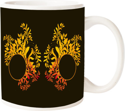 

Maison N Mode Yellow Design Coffee Ceramic Mug(330 ml), Multicolor