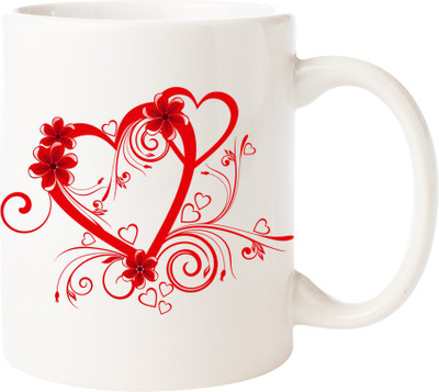 

Maison N Mode Love Heart Coffee Ceramic Mug(330 ml), Multicolor