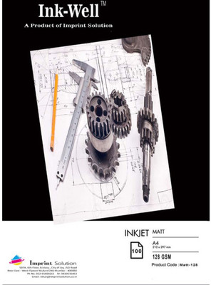 

INK WELL Matte Paper A4 Size - 128 GSM, 100 Sheets Unruled A4 Inkjet Paper(Set of 1, White)