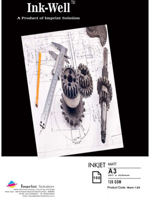 

INK WELL Matte Paper A3 Size - 128 GSM, 100 Sheets Unruled A3 Inkjet Paper(Set of 1, White)