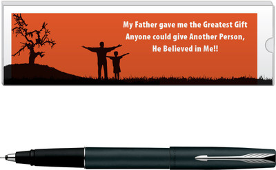 

Parker Frontier Matte Black CT with Dad Quote-5 Roller Ball Pen