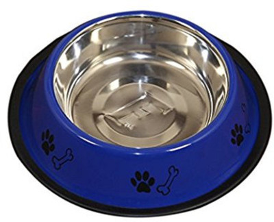 Foodie Puppies FP_BS20 Round Steel Pet Bowl(900 ml Blue)