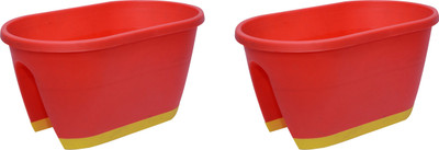 

Garden's Need Big Rectangular Railing Pot With Lock Plant Container Set(Pack of 2, Plastic)
