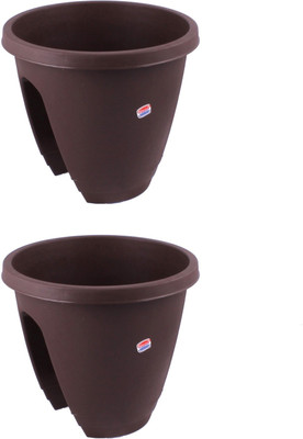 

Garden's Need Railing Pot With Lock Plant Container Set(Pack of 2, Plastic)