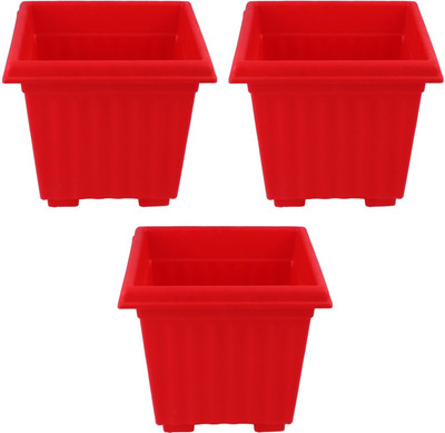 

Garden's Need Square Pot With Drip Tray Plant Container Set(Pack of 3, Plastic)