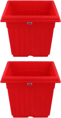 

Garden's Need Square Pot With Drip Tray Plant Container Set(Pack of 2, Plastic)
