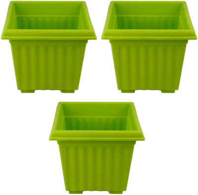 

Garden's Need Square Pot With Drip Tray Plant Container Set(Pack of 3, Plastic)