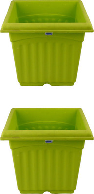 

Garden's Need Square Pot With Drip Tray Plant Container Set(Pack of 2, Plastic)