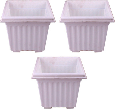 

Garden's Need Square Pot With Drip Tray Plant Container Set(Pack of 3, Plastic)