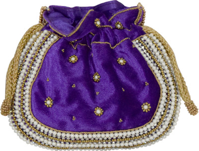 

Jewellerkaka The Purple Pearl Batwa Pouch(Purple, Gold, White), Gold;purple;white