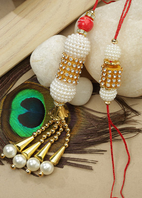 

eCraftIndia Bhaiya Bhabhi Set(2 Designer Rakhis for Bhaiya-Bhabhi and 1 festival best wishes card in decorative gift box)